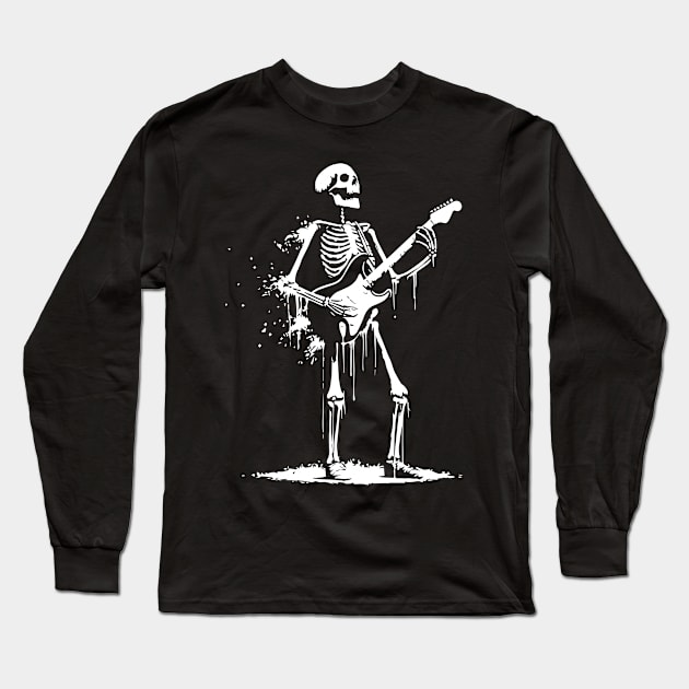 skeleton playing guitar Long Sleeve T-Shirt by lkn